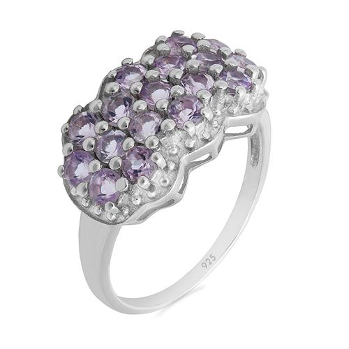 925 SILVER NATURAL AFRICAN  AMETHYST GEMSTONE CLUSTER RING 
